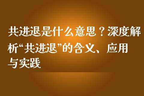 共进退是什么意思？深度解析“共进退”的含义、应用与实践_https://wap.hpmsj.cn_外汇汇率_第1张