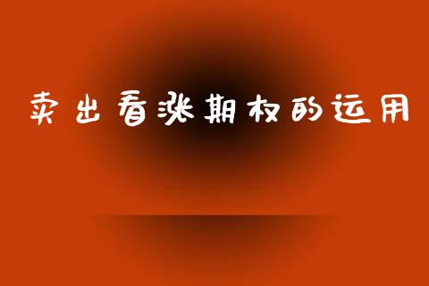 卖出看涨期权的运用_https://wap.hpmsj.cn_金融机构_第1张