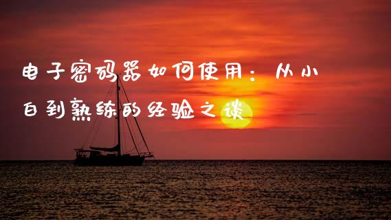 电子密码器如何使用：从小白到熟练的经验之谈_https://wap.hpmsj.cn_债券投资_第1张