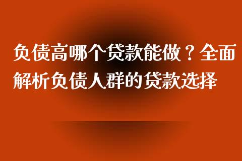 负债高哪个贷款能做？全面解析负债人群的贷款选择_https://wap.hpmsj.cn_债券投资_第1张