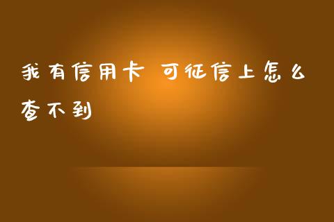 我有信用卡 可征信上怎么查不到_https://wap.hpmsj.cn_基金分析_第1张