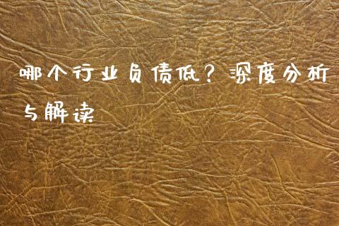 哪个行业负债低?深度分析与解读_外汇汇率_第1张_财经时评_基金分析_期货交易_金融机构_外汇汇率_债券投资 哪个行业负债低?深度分析与解读_https://wap.hpmsj.cn_外汇汇率_第1张