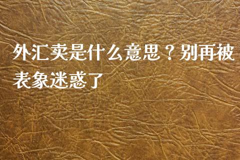 外汇卖是什么意思？别再被表象迷惑了_https://wap.hpmsj.cn_财经时评_第1张