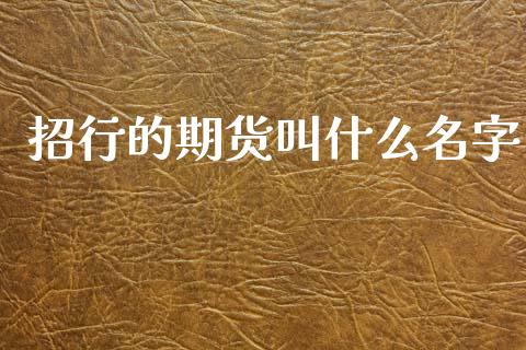 招行的期货叫什么名字_https://wap.hpmsj.cn_财经时评_第1张