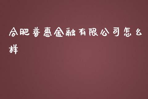 合肥普惠金融有限公司怎么样_https://wap.hpmsj.cn_债券投资_第1张