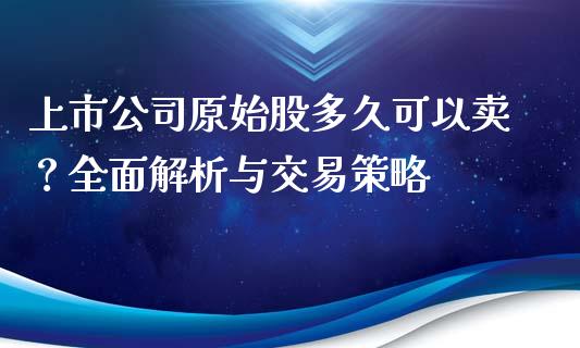 上市公司原始股多久可以卖？全面解析与交易策略_https://wap.hpmsj.cn_金融机构_第1张