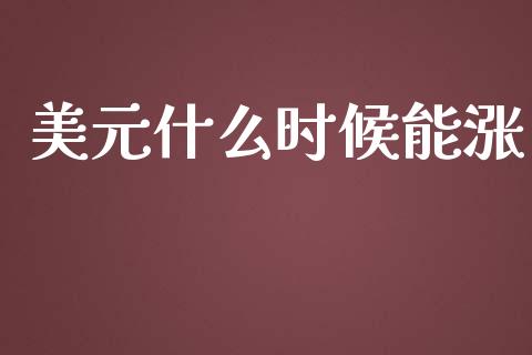 美元什么时候能涨_https://wap.hpmsj.cn_基金分析_第1张