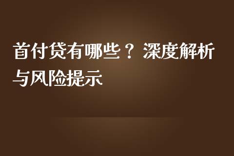 首付贷有哪些？ 深度解析与风险提示_https://wap.hpmsj.cn_债券投资_第1张