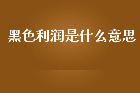 黑色利润是什么意思_https://wap.hpmsj.cn_财经时评_第1张