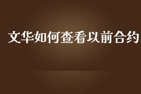 文华如何查看以前合约_https://wap.hpmsj.cn_财经时评_第1张