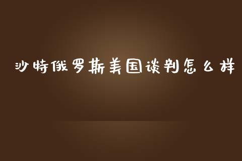 沙特俄罗斯美国谈判怎么样_https://wap.hpmsj.cn_债券投资_第1张