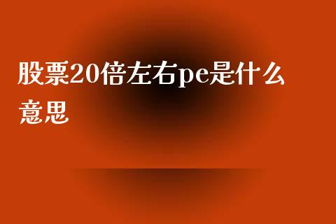 股票20倍左右pe是什么意思_https://wap.hpmsj.cn_期货交易_第1张
