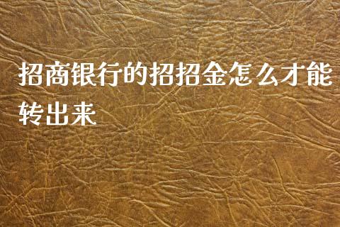 招商银行的招招金怎么才能转出来_https://wap.hpmsj.cn_期货交易_第1张