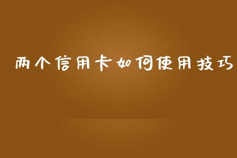 两个信用卡如何使用技巧_https://wap.hpmsj.cn_金融机构_第1张