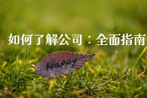 如何了解公司：全面指南_https://wap.hpmsj.cn_期货交易_第1张