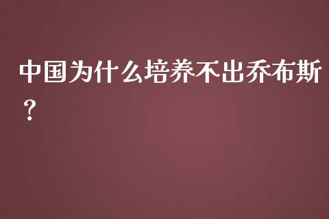 中国为什么培养不出乔布斯？_https://wap.hpmsj.cn_期货交易_第1张