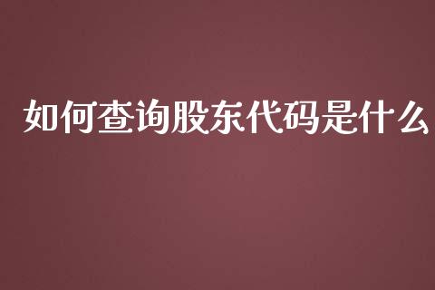 如何查询股东代码是什么_https://wap.hpmsj.cn_期货交易_第1张