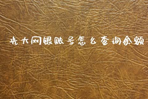 光大网银账号怎么查询余额_https://wap.hpmsj.cn_期货交易_第1张