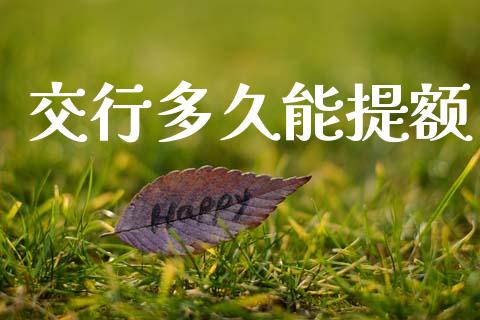 交行多久能提额_https://wap.hpmsj.cn_外汇汇率_第1张