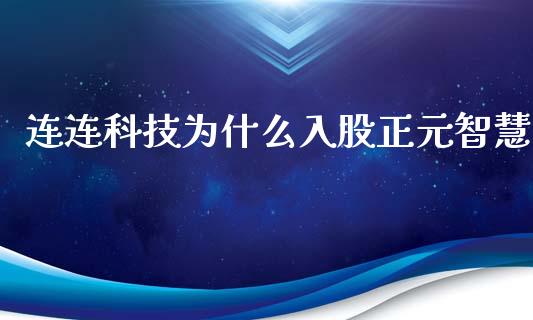 连连科技为什么入股正元智慧_https://wap.hpmsj.cn_外汇汇率_第1张