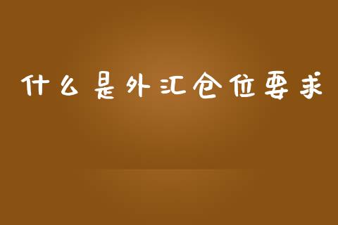 什么是外汇仓位要求_https://wap.hpmsj.cn_期货交易_第1张
