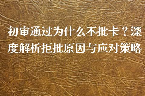 初审通过为什么不批卡？深度解析拒批原因与应对策略_https://wap.hpmsj.cn_财经时评_第1张