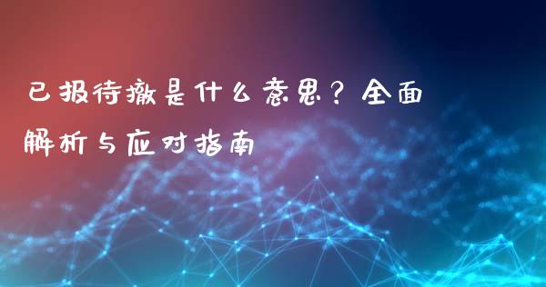 已报待撤是什么意思？全面解析与应对指南_https://wap.hpmsj.cn_基金分析_第1张