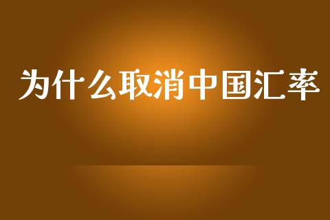 为什么取消中国汇率_https://wap.hpmsj.cn_外汇汇率_第1张