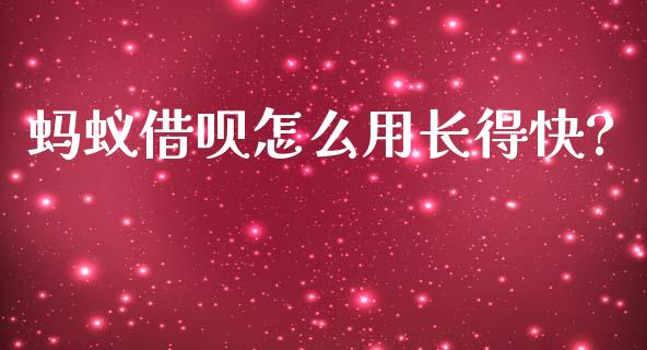 蚂蚁借呗怎么用长得快?_https://wap.hpmsj.cn_债券投资_第1张