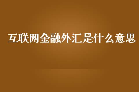 互联网金融外汇是什么意思_https://wap.hpmsj.cn_基金分析_第1张