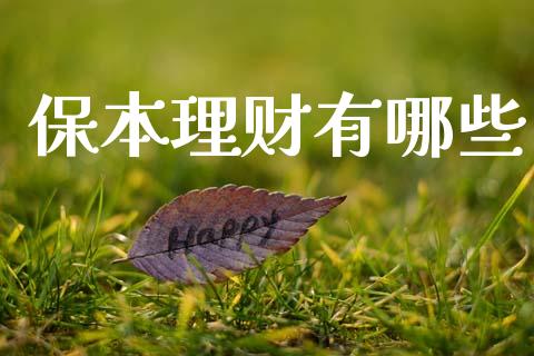 保本理财有哪些_https://wap.hpmsj.cn_基金分析_第1张