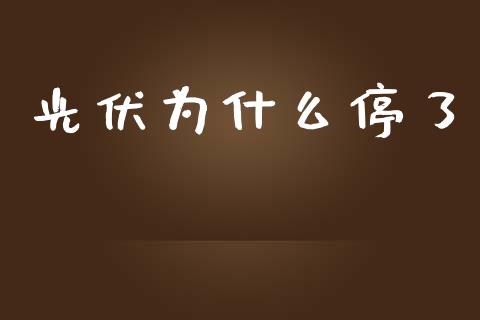 光伏为什么停了_https://wap.hpmsj.cn_财经时评_第1张